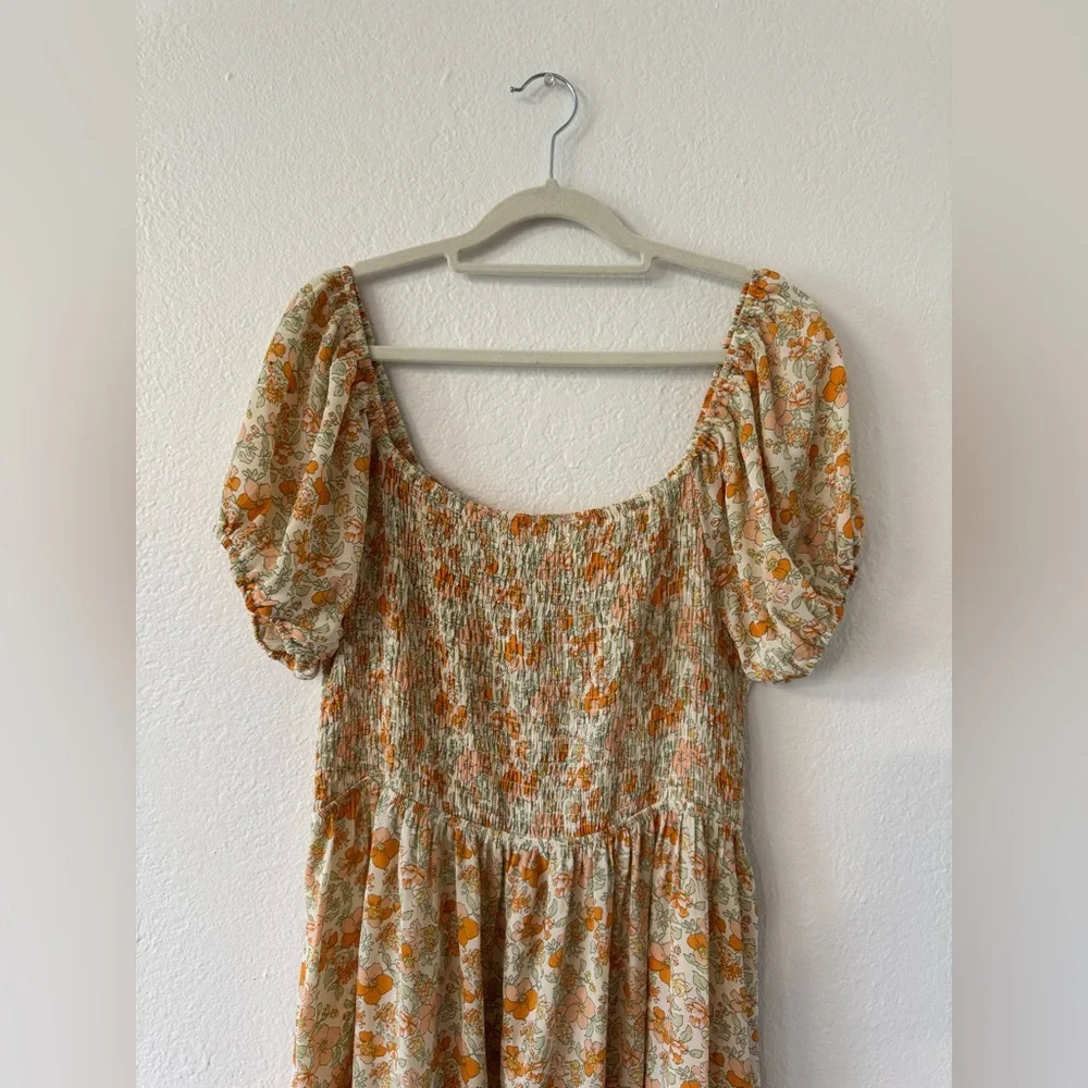 Floral Maxi Dress, Size 2X, Orange,Cream, & Green - Picture 3 of 10